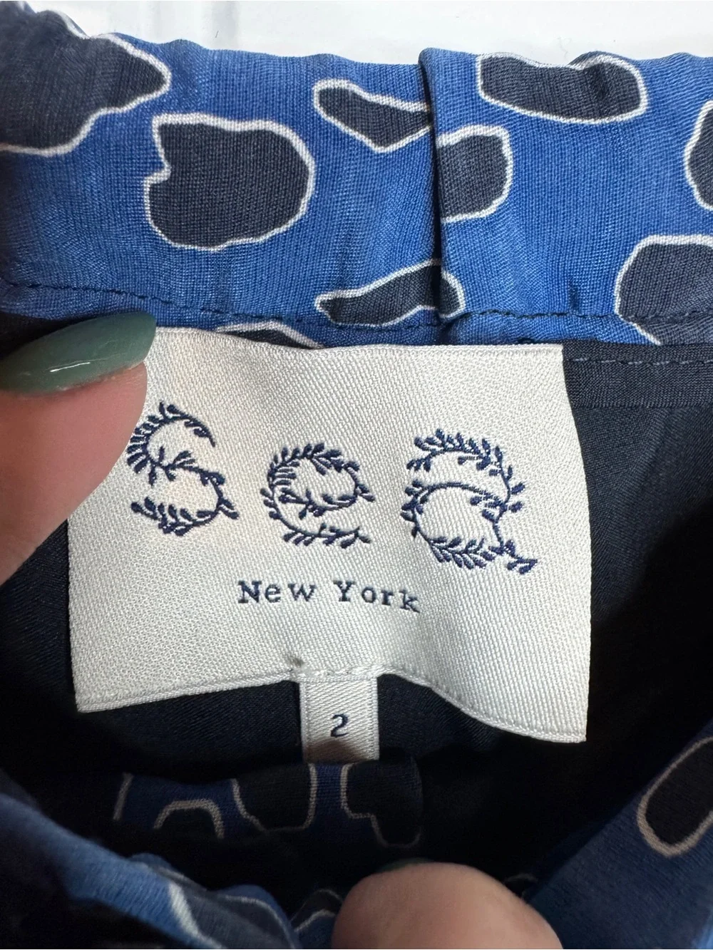 Sea New York Silk shorts size 2 blue artsy Print luxury